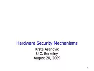 Hardware Security Mechanisms