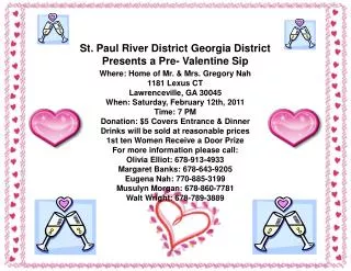 St. Paul River District Georgia District Presents a Pre- Valentine Sip