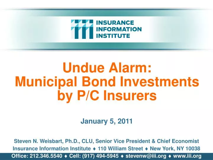 undue alarm municipal bond investments by p c insurers