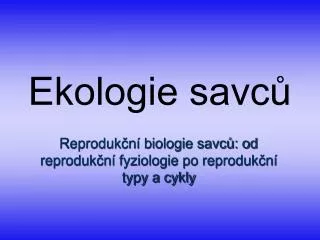 ekologie savc
