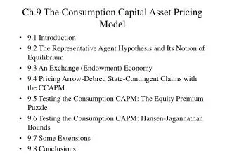 Ch.9 The Consumption Capital Asset Pricing Model