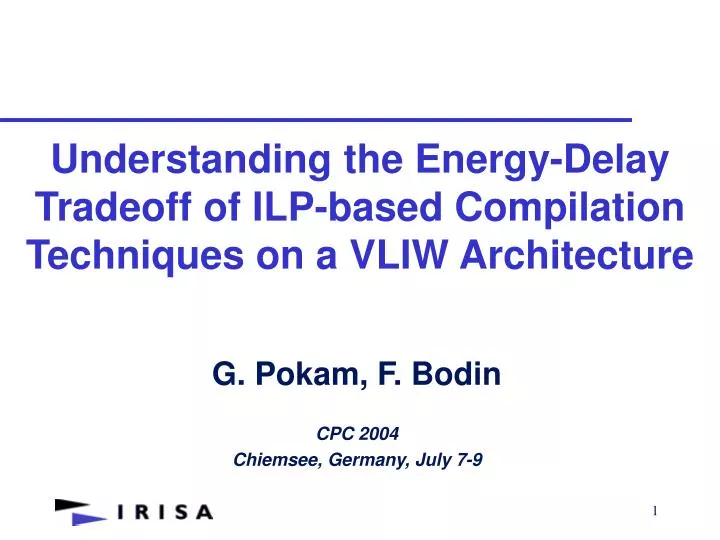 understanding the energy delay tradeoff of ilp based compilation techniques on a vliw architecture