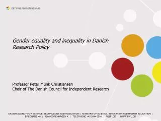 Gender equality and inequality in Danish Research Policy