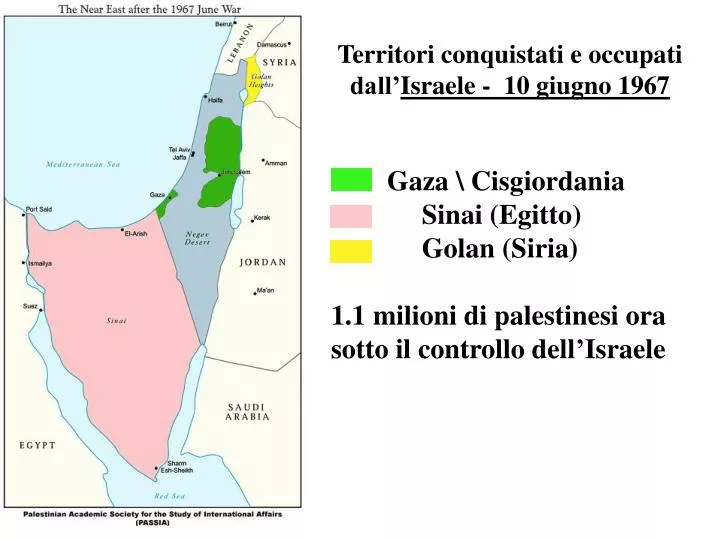 territori conquistati e occupati dall israele 10 giugno 1967