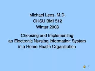 Choosing and Implementing an Electronic Nursing Information System in a Home Health Organization
