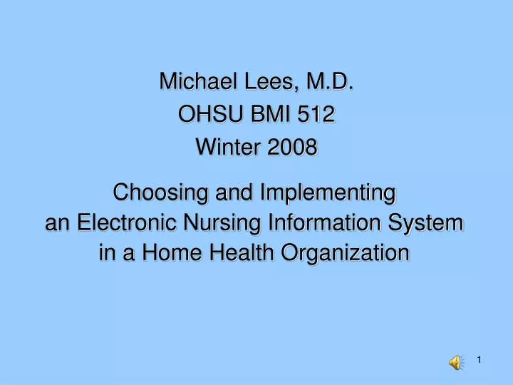 choosing and implementing an electronic nursing information system in a home health organization
