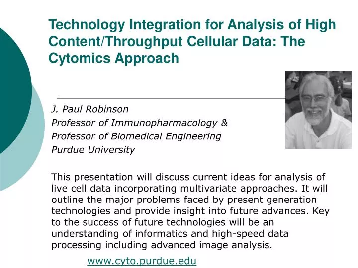 technology integration for analysis of high content throughput cellular data the cytomics approach