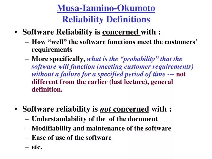 musa iannino okumoto reliability definitions