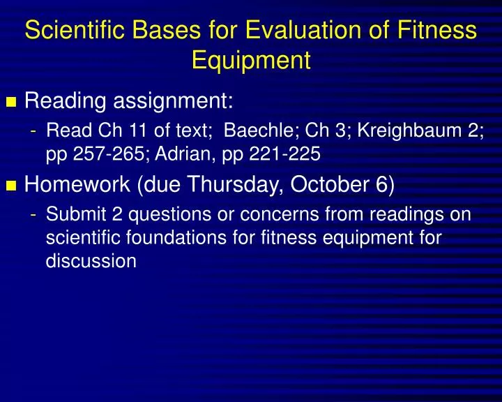 scientific bases for evaluation of fitness equipment