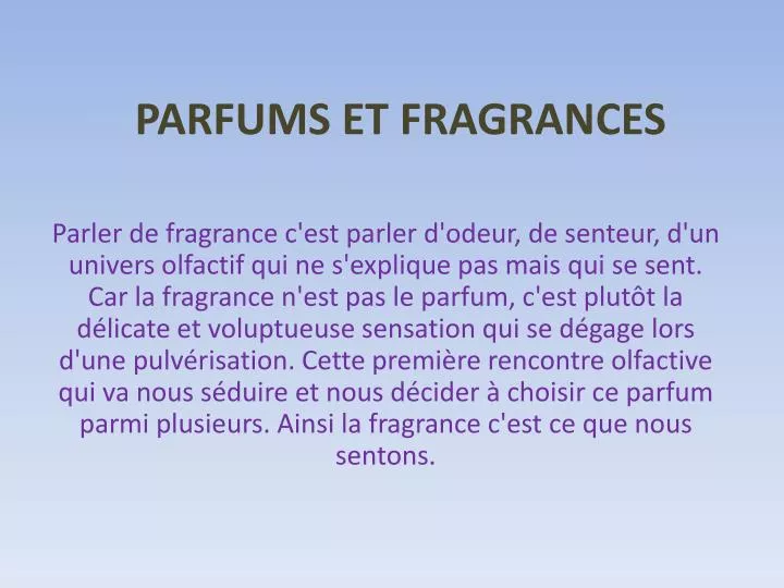 parfums et fragrances