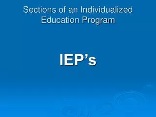 Sections of an Individualized Education Program