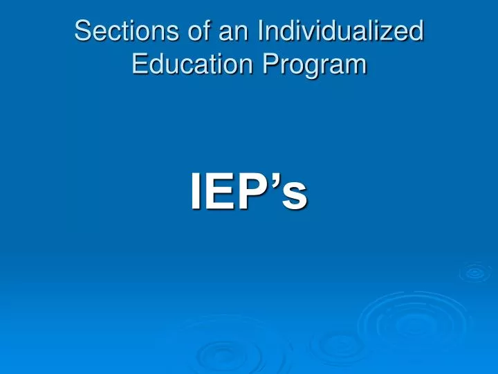 sections of an individualized education program