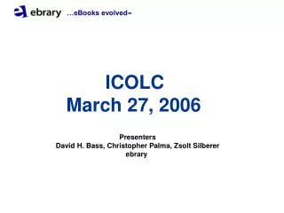 ICOLC March 27, 2006