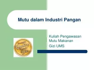 mutu dalam industri pangan