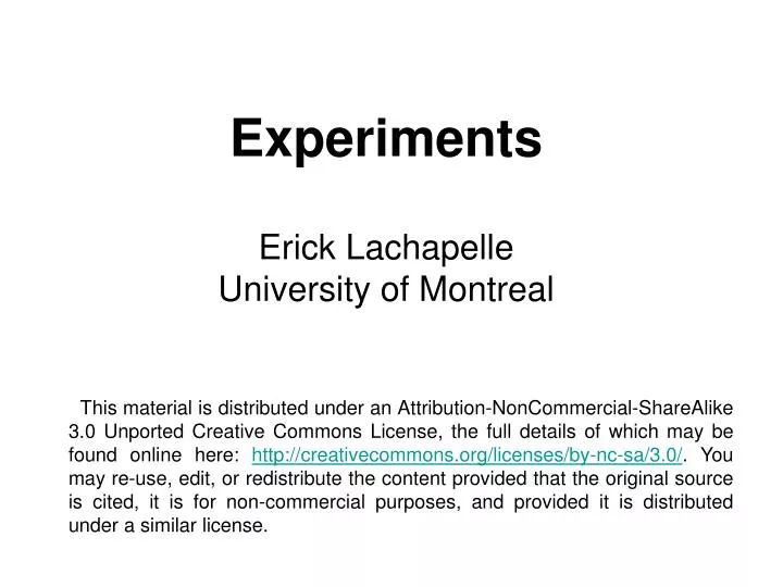 experiments erick lachapelle university of montreal