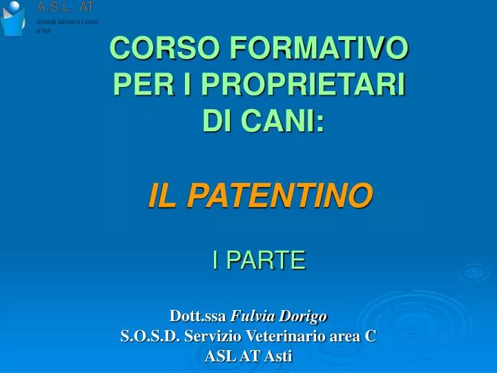 dott ssa fulvia dorigo s o s d servizio veterinario area c asl at asti