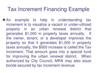 Tax Increment Financing Example
