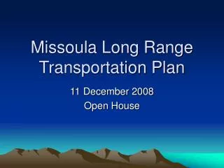 Missoula Long Range Transportation Plan