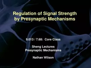Regulation of Signal Strength by Presynaptic Mechanisms