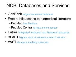 NCBI Databases and Services