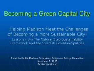 Becoming a Green Capital City