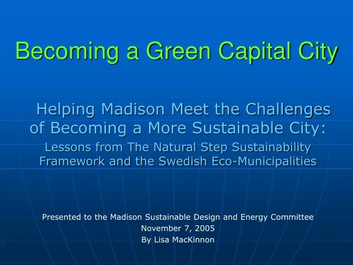 becoming a green capital city