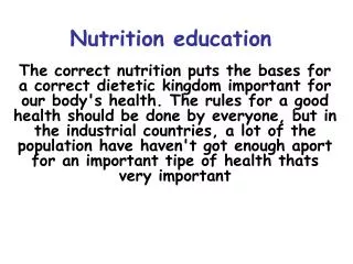 Nutrition education
