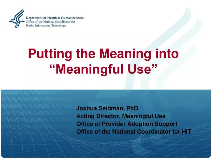 putting the meaning into meaningful use