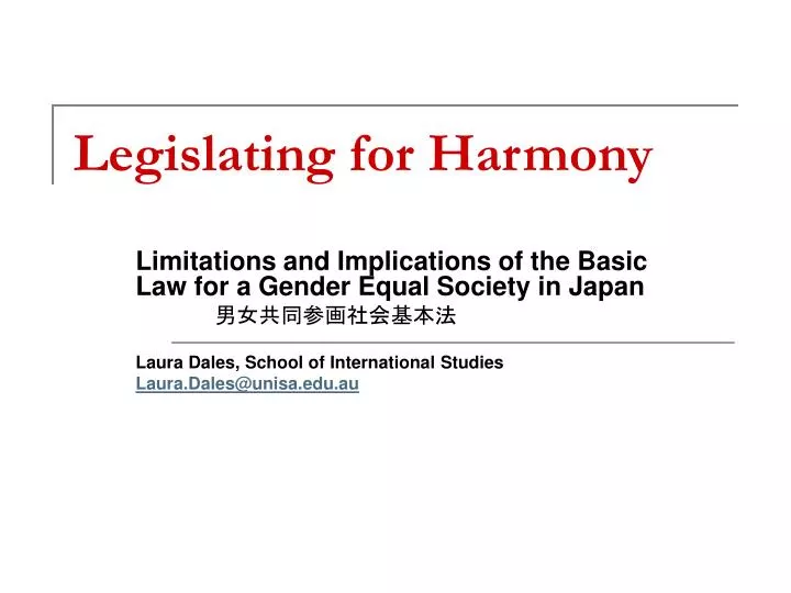 legislating for harmony