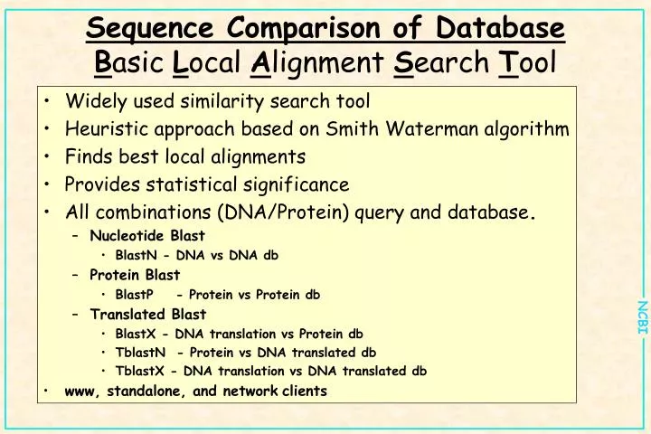 sequence comparison of database b asic l ocal a lignment s earch t ool