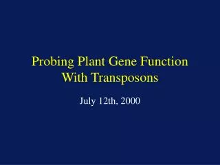 Probing Plant Gene Function With Transposons