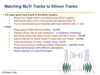 Matching MuTr Tracks to Silicon Tracks