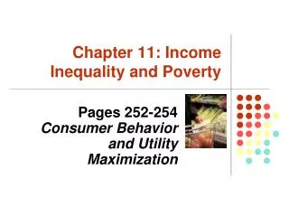 Chapter 11: Income Inequality and Poverty