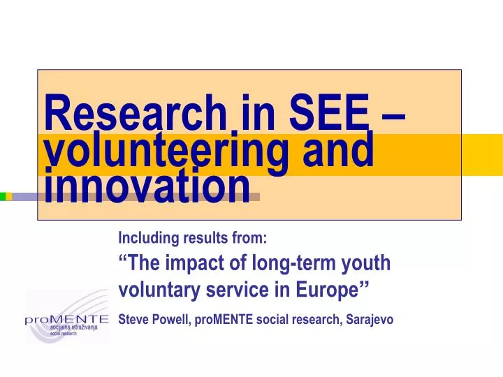 research in see volunteering and innovation