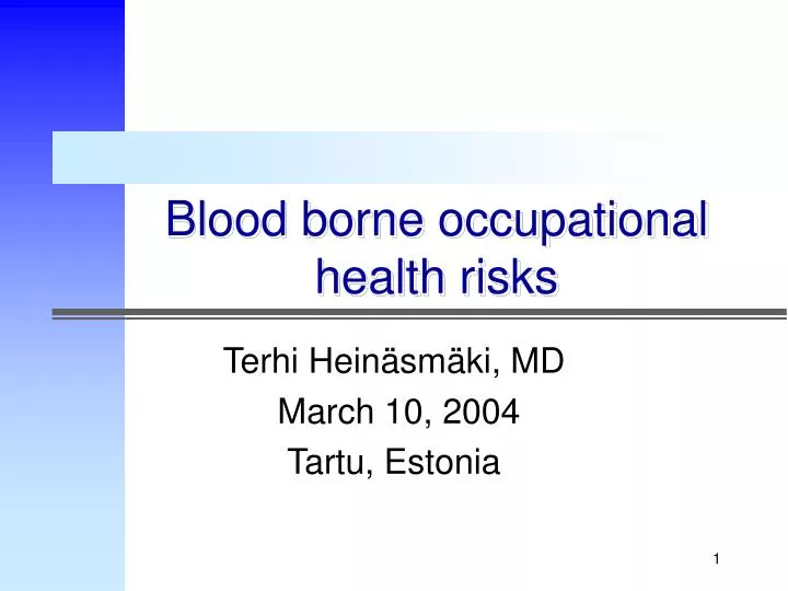 blood borne occupational health risks