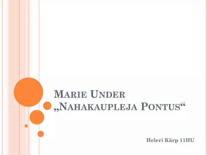 marie under nahakaupleja pontus