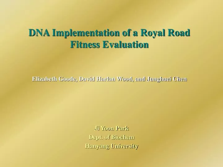 dna implementation of a royal road fitness evaluation