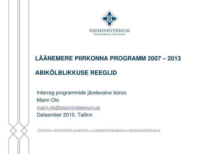 l nemere piirkonna programm 2007 2013 abik lblikkuse reeglid