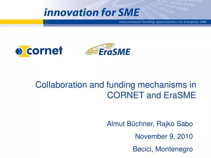 collaboration and funding mechanisms in cornet and erasme