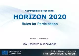 Commission's proposal for HORIZON 2020 Rules for Participation