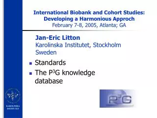 Standards The P 3 G knowledge database