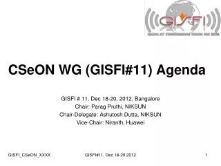 CSeON WG (GISFI#11) Agenda