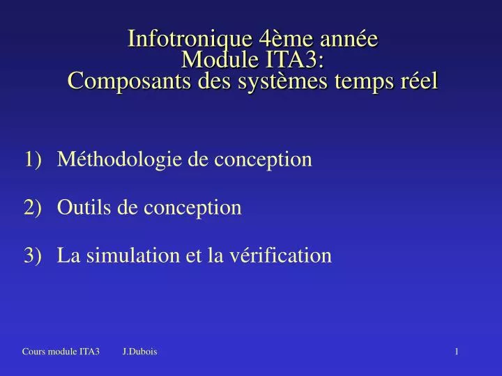 infotronique 4 me ann e module ita3 composants des syst mes temps r el