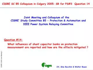 CIGRE SC B5 Colloquium in Calgary 2005: SR for PS#3 Question 14