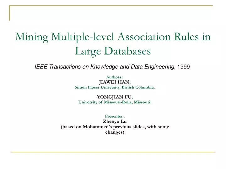 mining multiple level association rules in large databases