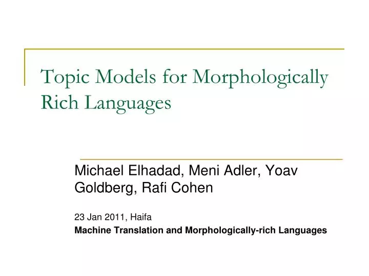 topic models for morphologically rich languages