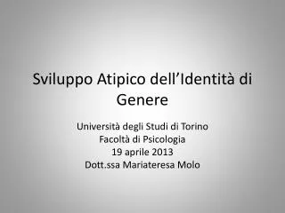 sviluppo atipico dell identit di genere