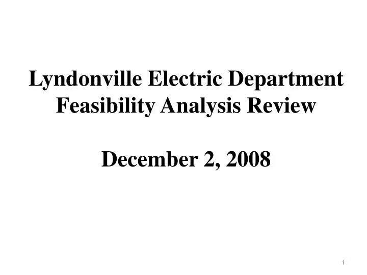 lyndonville electric department feasibility analysis review december 2 2008