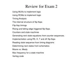 Review for Exam 2