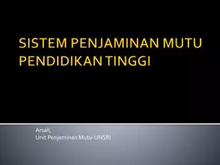 arsali unit penjaminan mutu unsri